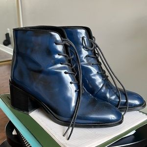 Blue Black Jeffrey Campbell lace up boots
